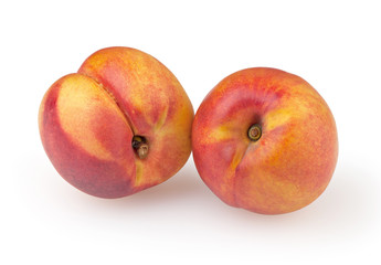 Nectarines isolated on white background with clipping path