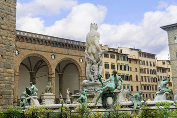 Fototapeta premium Neptune Fountain Piazza della Signoria Florence Italy
