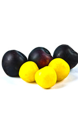 simply dark blue and yellow plums