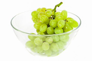 Green grape in glass