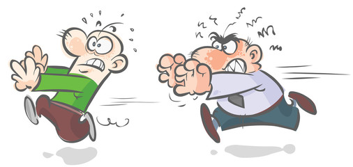 Two cartoon running characters.