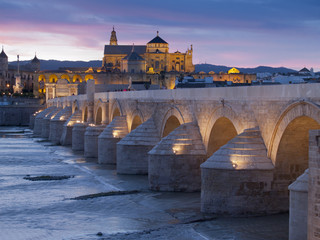 Roman bridge at sunset in Cordoba, Spain - 43808150