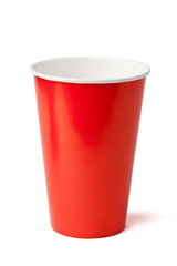 Red paper cup isolated on a white background