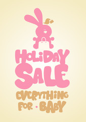 Holiday sale children's things, funny design template.