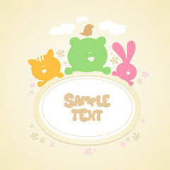 Template for baby's photo album, scrapbook or postcard.