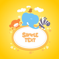 Template for baby's photo album, scrapbook or postcard.