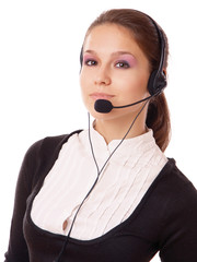 Beautiful business woman with headset. Call center