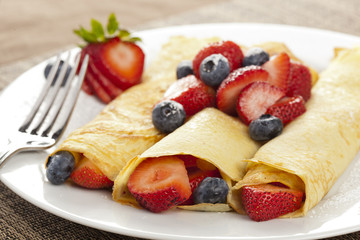 Fresh Homemade Strawberry Crepes
