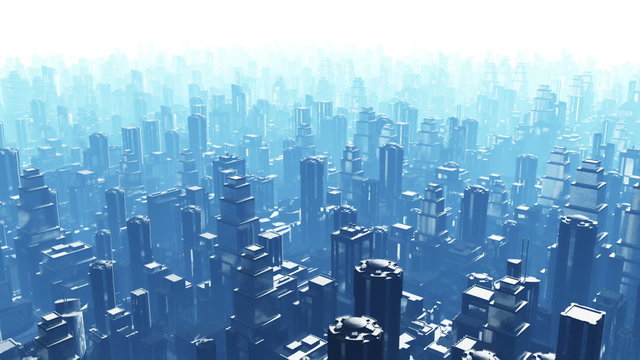 Metropolis - aerial 3D render