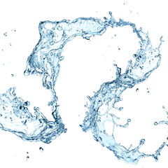 Water splash over white background