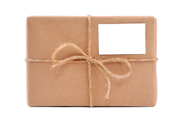 A parcel wrapped in brown paper