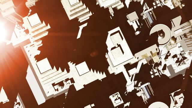 Metropolis - aerial 3D render