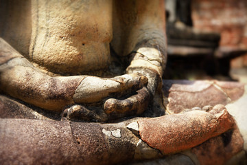 ancient buddha statue close up - Sri lanka temple