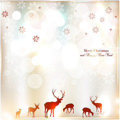 Beautiful Christmas background with reindeer and place for text.