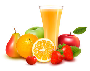 Fresh fruit and juice  Vector illustration