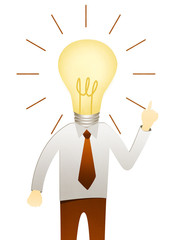 Business man with head idea lightbulb