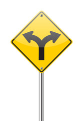 Fork in the road sign