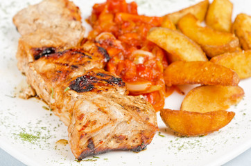 Grilled kebab pork meat