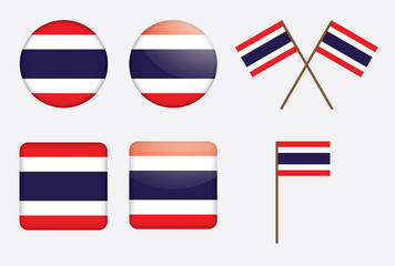 set of badges with flag of Thailand vector illustration