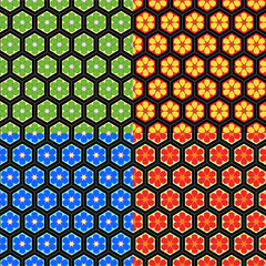Crochet flower seamless pattern set, vector