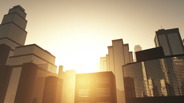 Metropolis sunset 3D animation