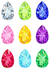 Pear shaped brilliant cut diamonds