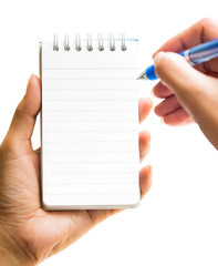 Obraz premium Hand take a note on blank notepad