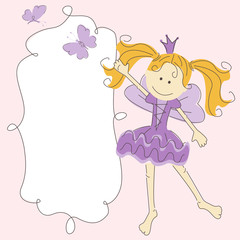 Invitation card with little princess and place for text