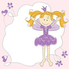 Invitation card with little princess and place for text