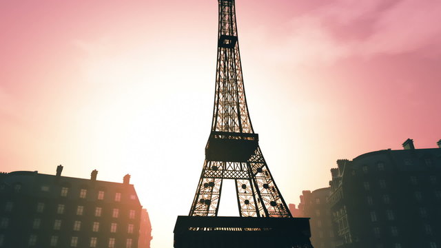 Sunset in Paris 3D animation