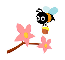 vector icon flower and bee