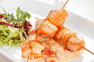 Seafood kebab