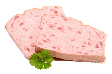 Zwei Scheiben bayerischer Leberkäse