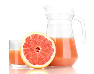 Grapefruit juice and grapefruit isolated on white