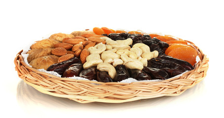 different dried fruits isolated on white