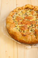 salted cake on wood table