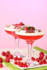fruit jelly with berries in glasses