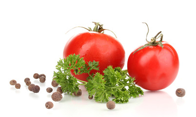 Ripe tomatoes isolated on white