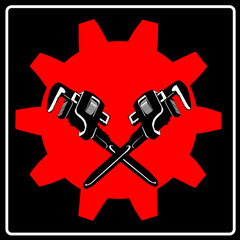 Wrench and cogwheel - sign