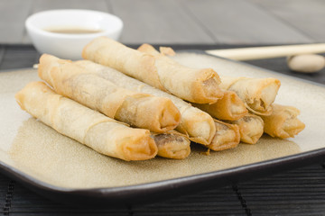 Duck Spring Rolls - Thin fried duck spring rolls & hoisin sauce