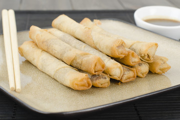 Duck Spring Rolls - Thin fried duck spring rolls & hoisin sauce