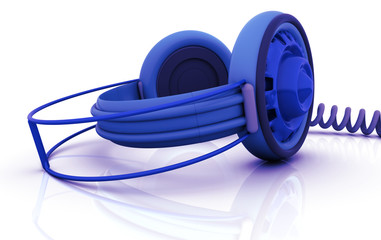 headphones dj blue - obrazy, fototapety, plakaty