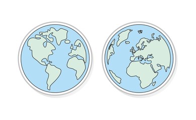 Planet Earth buttons, icon, sticker or logo vector illustration
