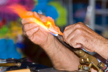 Glass maker craftsman at work