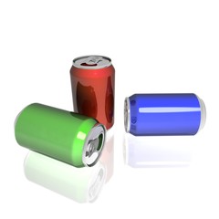 3D rendered color aluminum drink cans