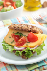 Sandwich with cheese and vegetables