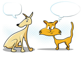Cat & Dog Comic Style Characters