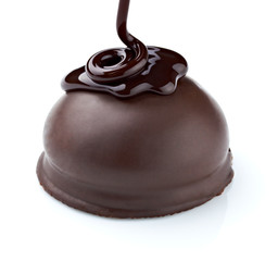 chocolate syrup and  cake sweet dessert food