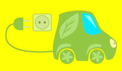 Green eco friendly electric car, vector