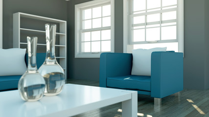 Wohndesign - Couchgarnitur blau